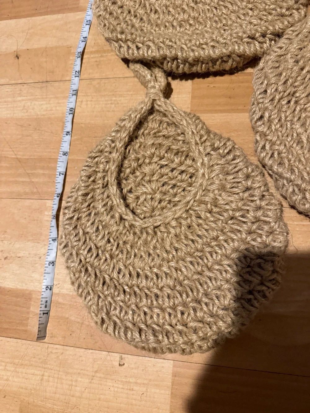Set 3 Handwoven teardrop Jute Hanging Wall Baskets kitchen storage decor cottage